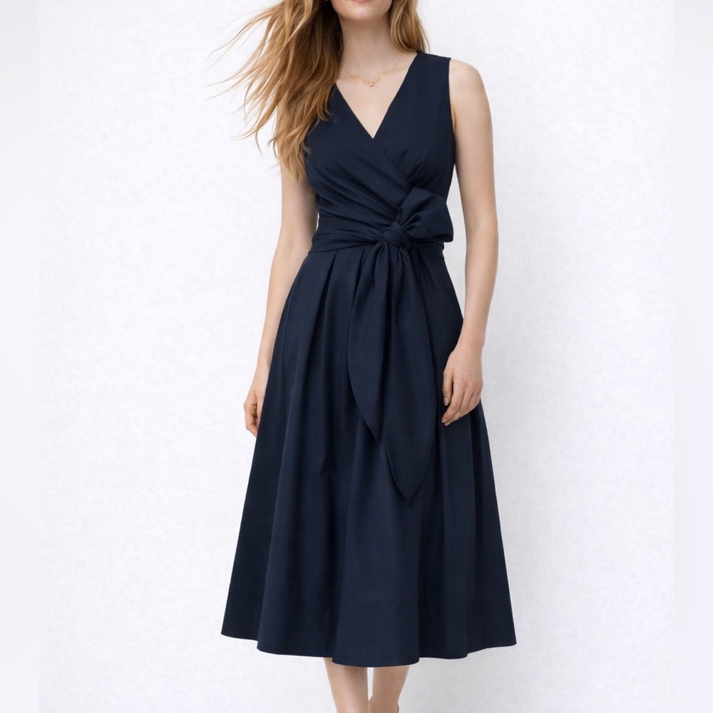 NWT J Crew Navy Sleeveless Wrap-top shirt-dress Size 6
